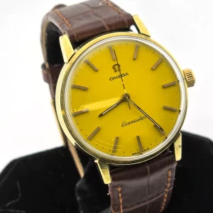 Vintage Omega Seamaster Manual Winding Yellow Dial 33mm Mens Watch 1968 Cal 601